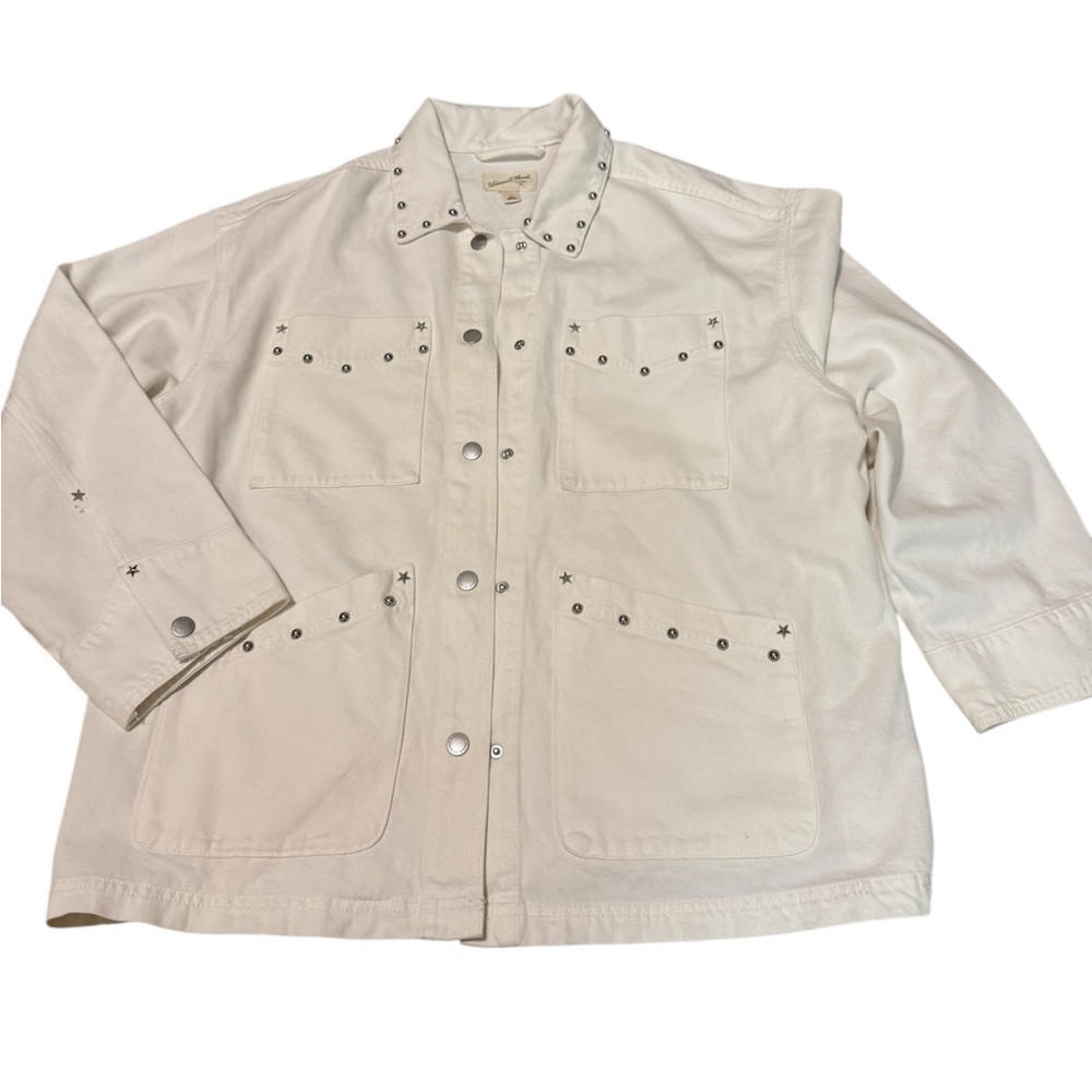 Women's Studded Oversized White Utility Jean Jacket Universal Thread